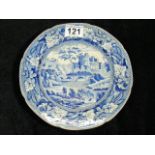 19thC. Semi China Blue & White Transferware Plate