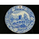 19thC. Spode Blue & White Transferware Plate Bridge Of Lucano Italy