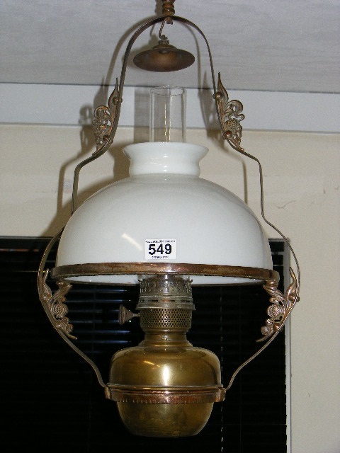 A Decorative Victorian Hanging Oil Lamp