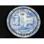 19thC. Spode Blue & White Transferware Reticulated Plate