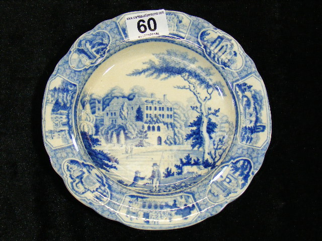 19thC. Blue & White Transferware Plate Guys Cliffe Warwickshire