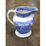 19thC. Blue & White Transferware Jug, Hunting Scene