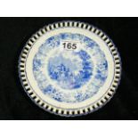 19thC. Blue & White Transferware Reticulated Plate