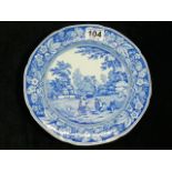 19thC. Wedgwood Blue & White Transferware Plate