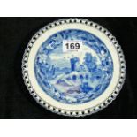 19thC. Blue & White Transferware Reticulated Plate