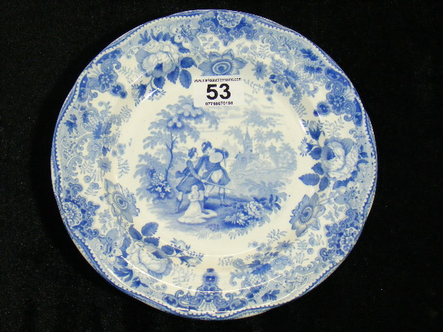 19thC. Davenport Blue & White Transferware Plate, Legend Of Montrose