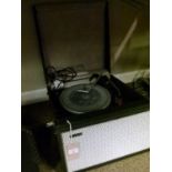 Hacker 1960's period portable turntable having vinyl case
