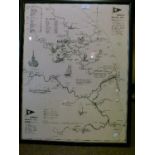 Mid 20th Century printed map of the Norfolk Broads and Rivers, prepared by H.C. Banham Ltd Boat