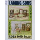 Advertising - Early 20th Century poster for Laming & Sons cabinet makers of Ashby Road, Spilsby,