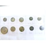 Coins - Collection of ten George III silver coins comprising: Crown - 1819, Shillings - 1787 x 2,
