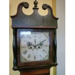 Early 19th Century oak and mahogany crossbanded longcase clock having square painted dial, date
