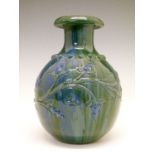 Elton Ware ovoid vase having typical stylised foliate decoration in relief on a blue-green ground