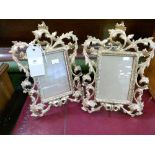 Pair of late 19th/early 20th Century gilt cast iron easel pictures frames, each with pierced foliate