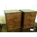 Matched pair of late 19th/early 20th Century walnut and parquetry veneered miniature table top