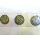Coins - Three Victorian 'Godless' florins 1849
