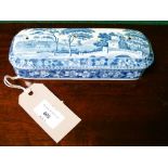 19th Century Spode blue and white transfer printed toothstick or toilet box and cover decorated with