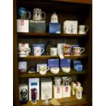 Quantity of late 20th Century mainly Royal commemorative tankards, trinket boxes etc with boxes,
