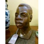 Mid 20th Century carved soapstone bust of an African boy