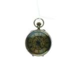 Late 19th/early 20th Century lady's fob watch having engraved decoration of flowers to the dial,