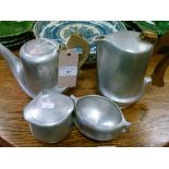 Picquot ware four piece aluminium tea set