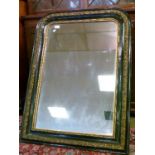 Late Victorian gilt and ebonised framed pier glass having moulded foliate decoration