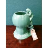 Sylvac green glazed Toadstool jug, the handle formed as two Pixies