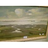 Alwin Adcock - Oil on board - Gateway To The Continent, signed, framed and glazed