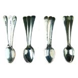 Two sets of six George V silver coffee spoons, Sheffield 1918 and London 1919, combined weight 5.1oz