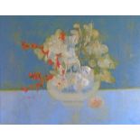 Richard Ewen - Oil on canvas - Still-life with flowers, entitled 'Life And Death', signed and