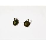 Pair of gold coloured metal circular target design drop earrings