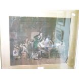 19th Century Kronheim & Co coloured Baxter style print - The Village Schoolmaster, framed and