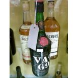 Wines and spirits - Three bottles of Whisky comprising: Teachers (1ltr), Bells (75cl) and Vat 69 (