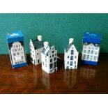 Five modern KLM Bols cottage design liquor flasks