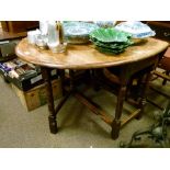 1930's period oak oval gateleg dining table