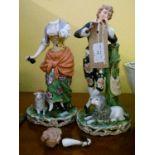 Pair of early 20th Century Continental porcelain figures depicting a lady and gentleman playing
