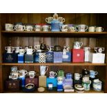 Large collection of mainly Royal commemorative tankards, two handled cups, money boxes etc, mostly