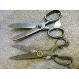 Pair of large vintage steel tailor's scissors by R.Heinisch of Newark, New Jersey together with
