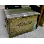 1920's period beaten brass and copper finish rectangular coal box having hinged cover