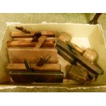 Six vintage moulding planes etc