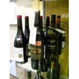 Wines and spirits - Nine various bottles of wine together with a gift set containing 3 x 20cl