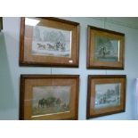 Four 19th Century coaching prints - three having gilt titles to the oak slips depicting Mail Coaches