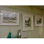 Lucie Errington - Three watercolours - Landscapes, framed and glazed