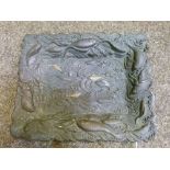 Early 20th Century Japanese and antimony rectangular tray decorated with carp in relief