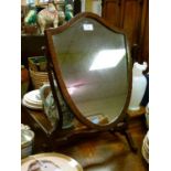 Early 20th Century mahogany framed shield shaped dressing table mirror