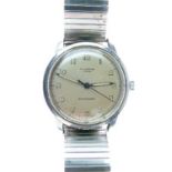 Gentleman's J W Benson stainless steel cased wristwatch, the movement by Cyma, the champagne dial