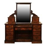 En-suite kneehole drop centre dressing table, the raised back fitted swing mirror and four trinket