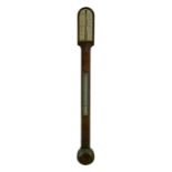 19th Century rosewood stick barometer by William Aronsberg of Manchester, having an ivory scale
