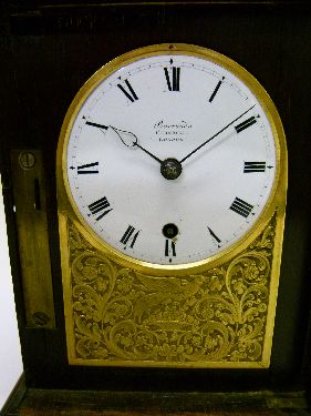 Regency brass inlaid rosewood cased single fusee mantel clock by Barraud of London, the case with - Image 7 of 7