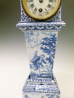 Late 19th Century Continental faience cased timepiece in the form of a longcase clock, having - Image 3 of 8