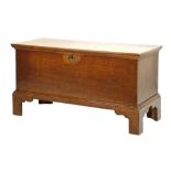 George III oak coffer standing on bracket feet, 90cm wide  Condition: Please see extra images and
